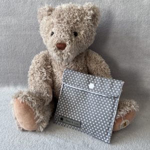 Pochette savon ou shampoing solide - Gris étoiles blanches