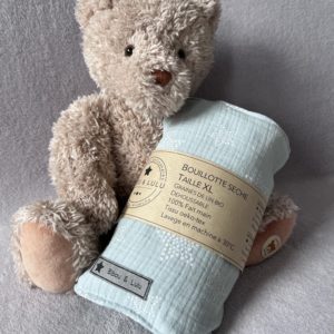Bouillotte sèche (graines de lin bio) Taille XL - Gris clair étoiles blanches