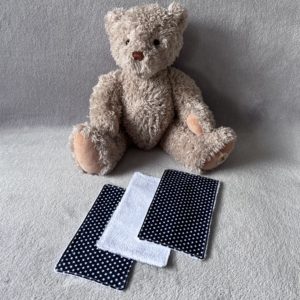 Lingettes lavables (Lot de 10) - Rectangulaires - Bleu marine étoiles blanches