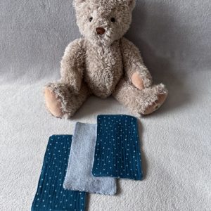 Lingettes lavables (Lot de 10) - Rectangulaire - Double gaze - Bleu foncé pois blancs