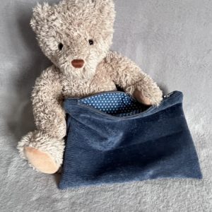 Trousse plate - Velours - Bleu