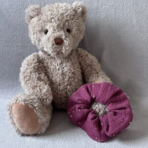 Chouchou - Double gaze - Rose pois dorés