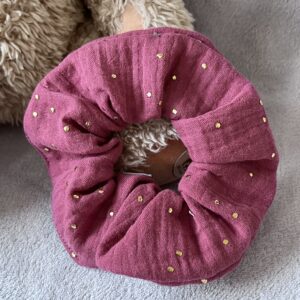 Chouchou - Double gaze - Rose pois dorés