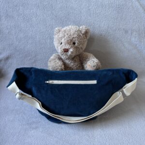 Sac banane velours - Bleu foncé / Coton fleuri bleu