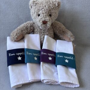 Ronds de serviette "Bon appétit !" - Lot de 4 - Assortiment de couleurs 2