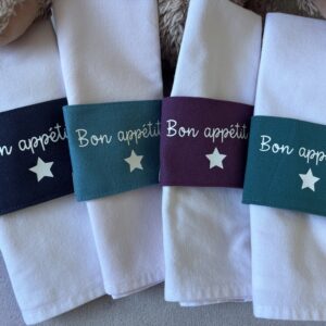 Ronds de serviette "Bon appétit !" - Lot de 4 - Assortiment de couleurs 2
