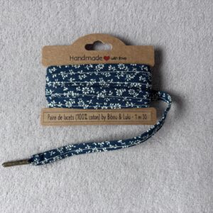 Paire de lacets - Coton - Bleu marine fleurs