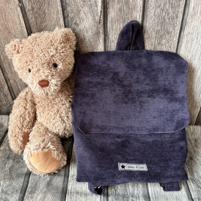 Sac à dos enfant - Velours bleu marine