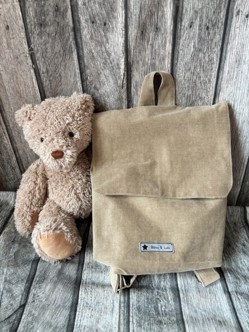 Sac à dos enfant - Velours taupe