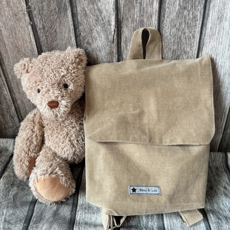 Sac à dos enfant - Velours taupe
