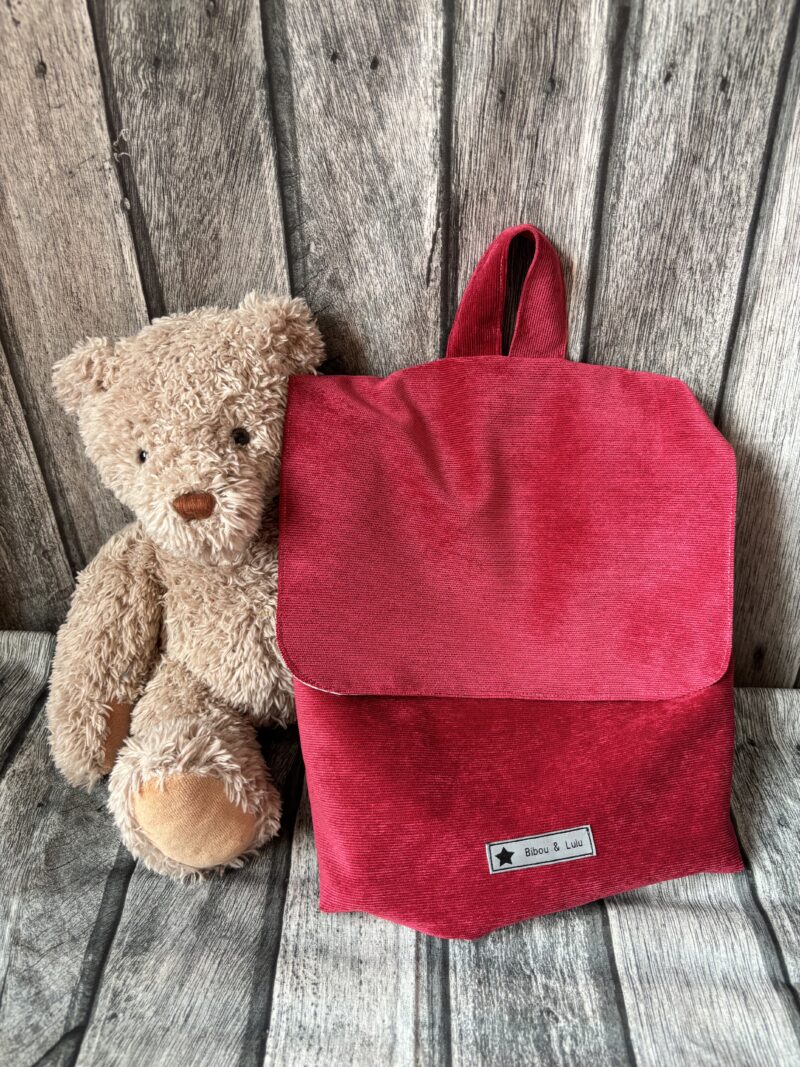 Sac à dos enfant - Velours rose fushia