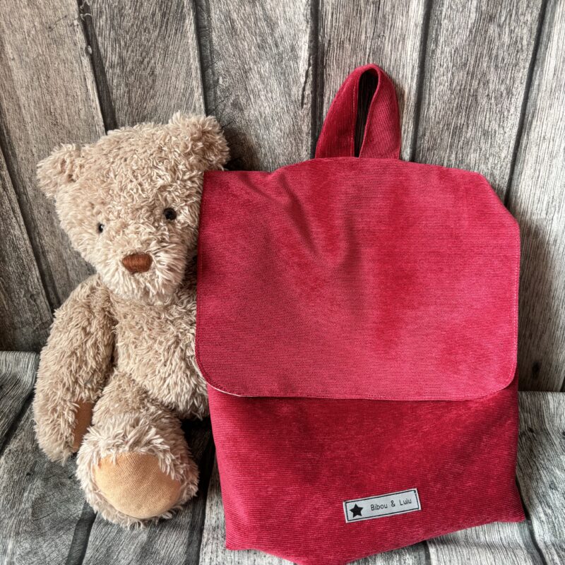 Sac à dos enfant - Velours rose fushia