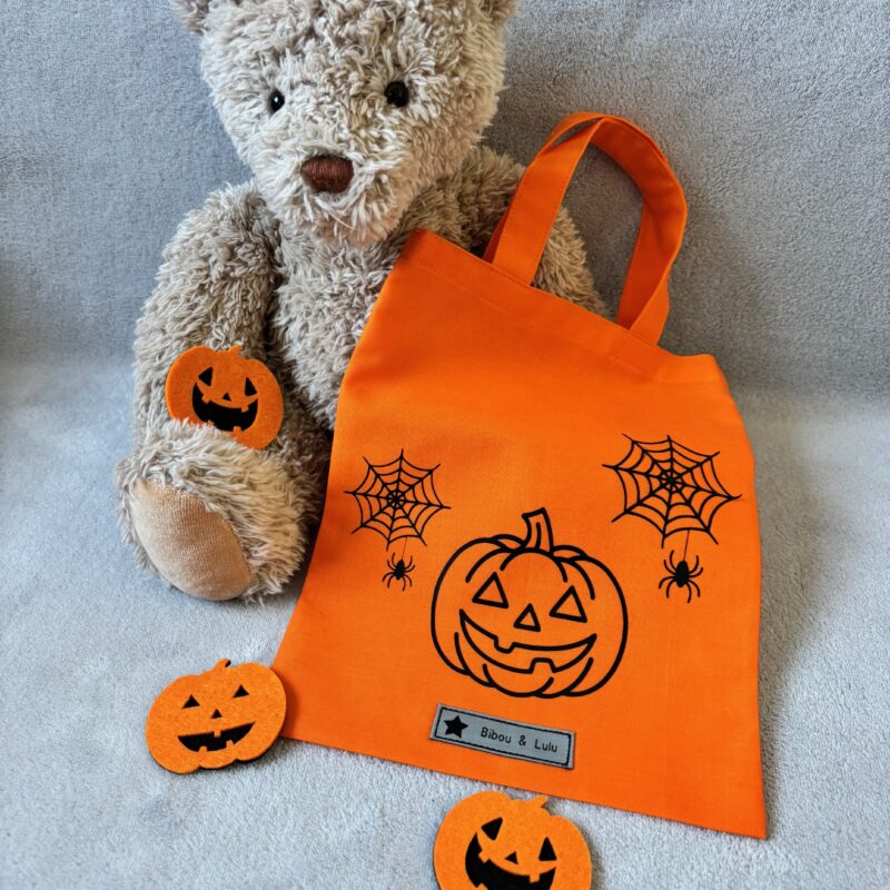 Sac Halloween - Orange - Citrouille Araignées