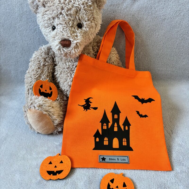 Sac Halloween - Orange - Château chauve-souris