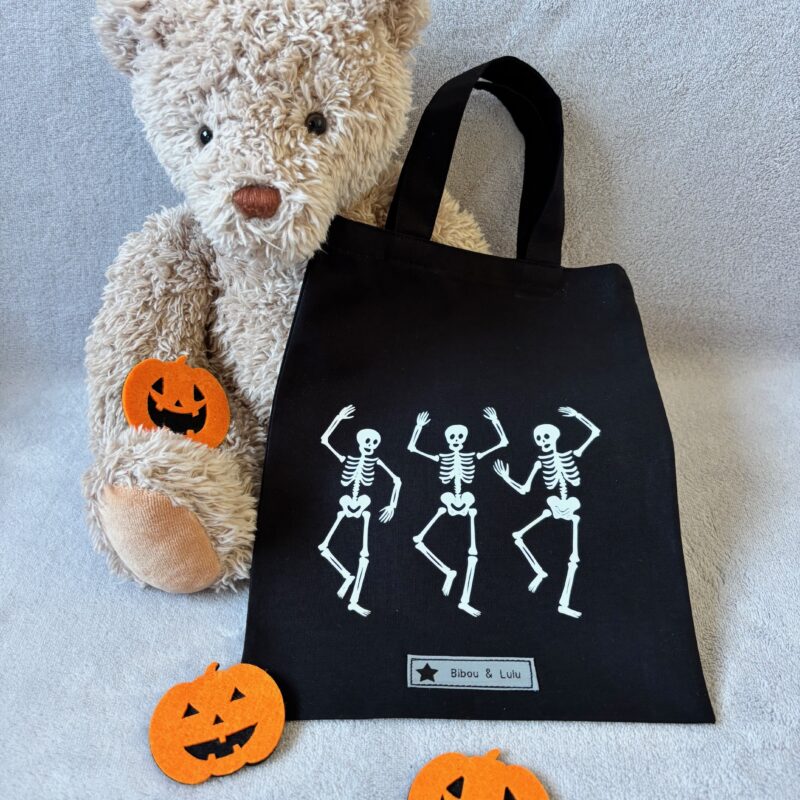 Sac Halloween - Noir - Squelettes