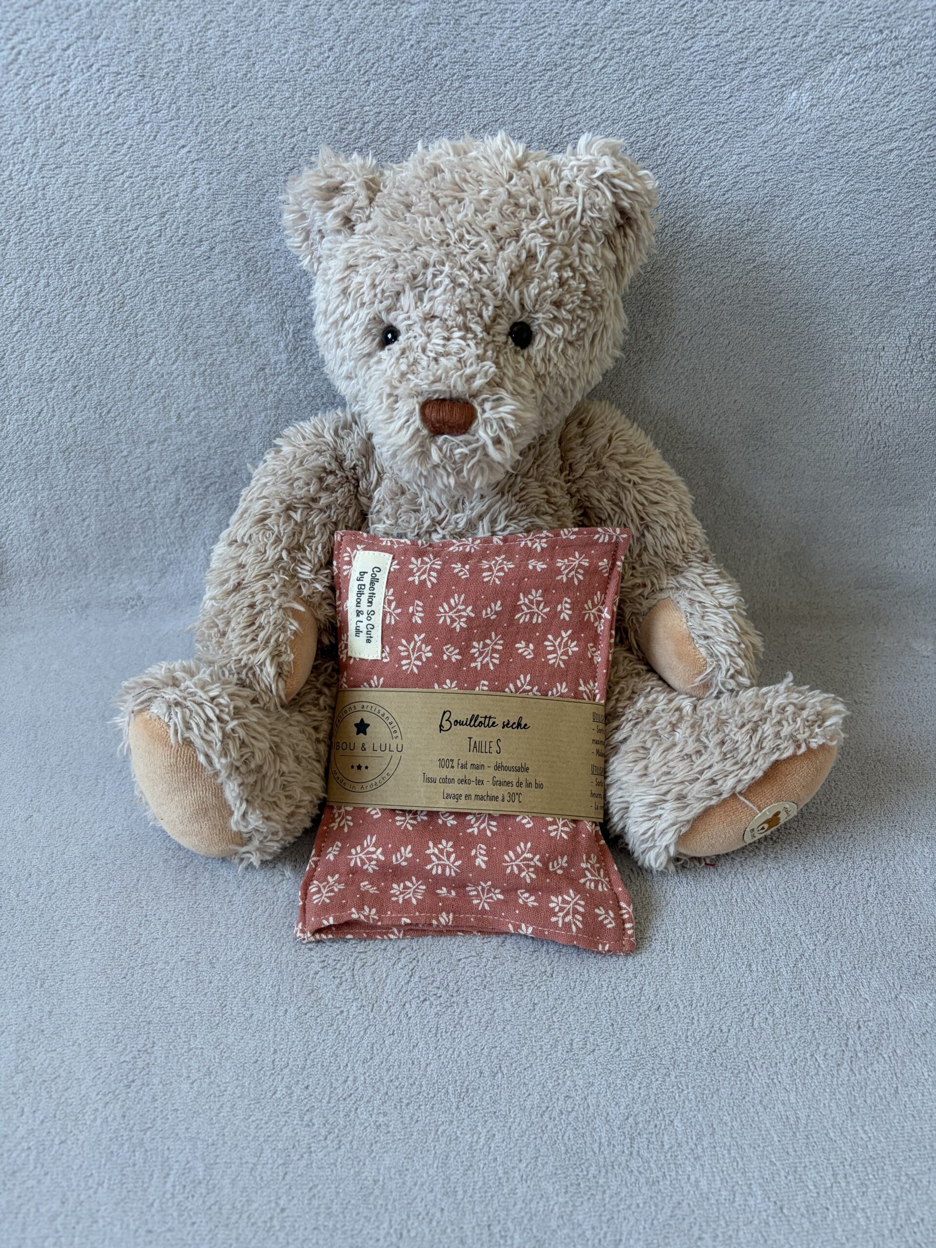 Bouillotte sèche (graines de lin bio) Taille S - Marsala feuilles