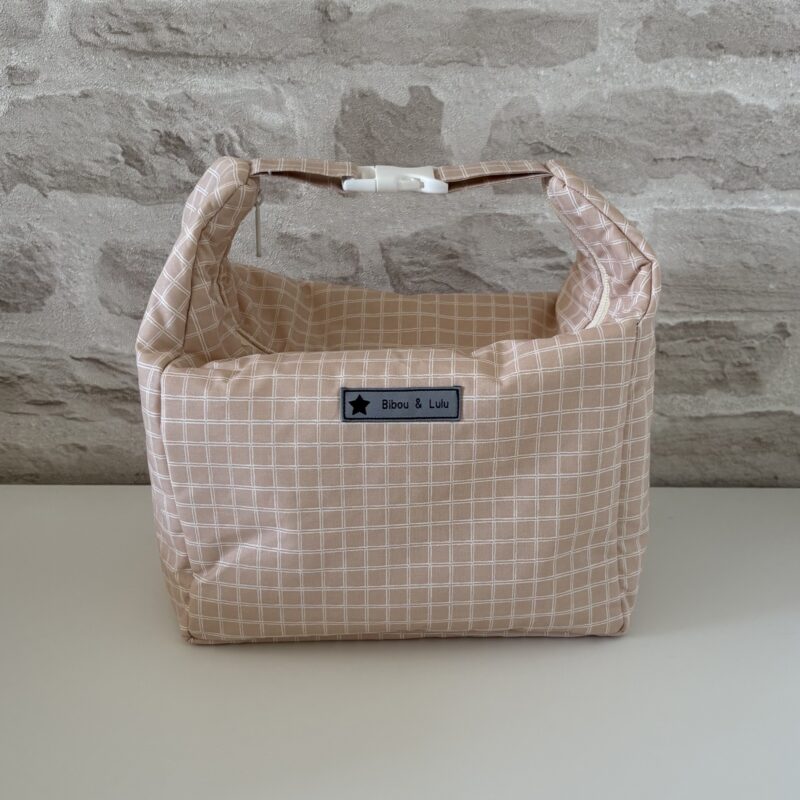 Lunch bag isotherme - Coton carreaux beiges