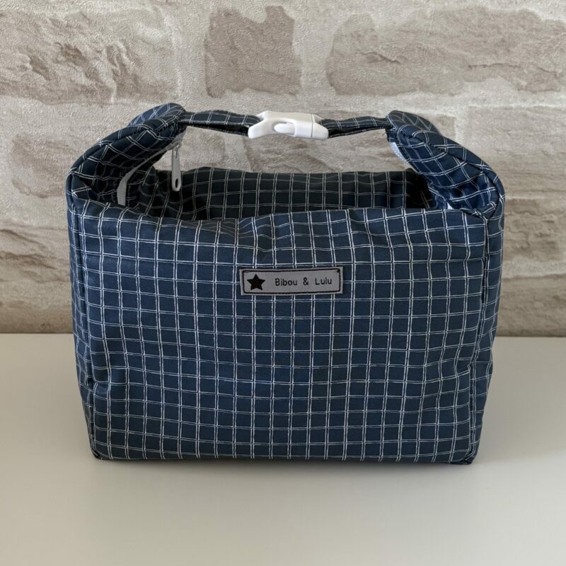 Lunch bag isotherme - Coton enduit carreaux bleus