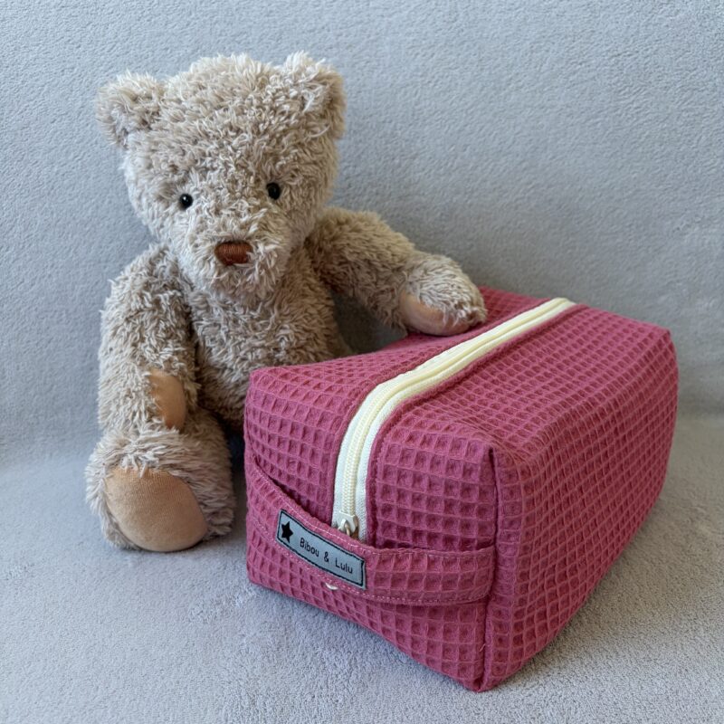 Trousse de toilette isotherme - Modèle nid d'abeille - Vieux rose