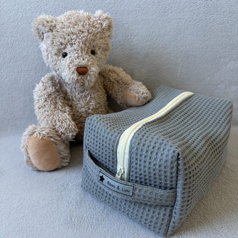 Trousse de toilette isotherme - Modèle nid d'abeille - Grise