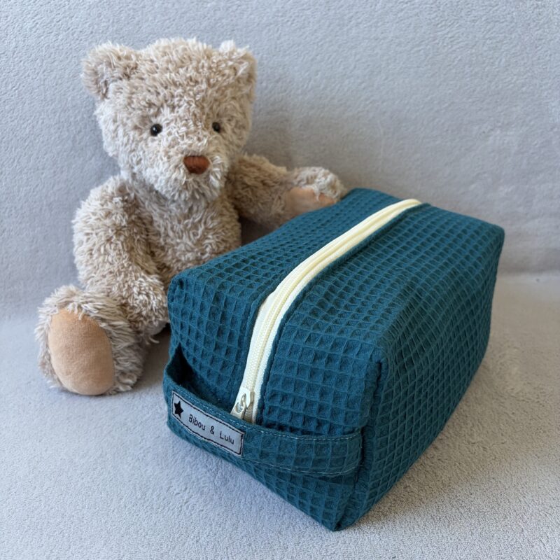 Trousse de toilette isotherme - Modèle nid d'abeille - Bleue