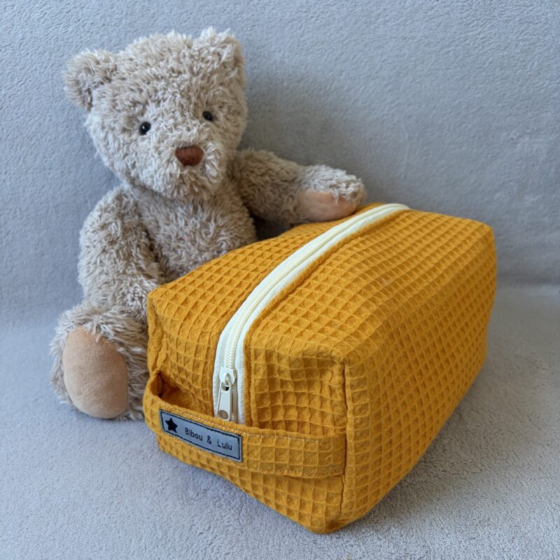 Trousse de toilette isotherme - Modèle nid d'abeille - Jaune