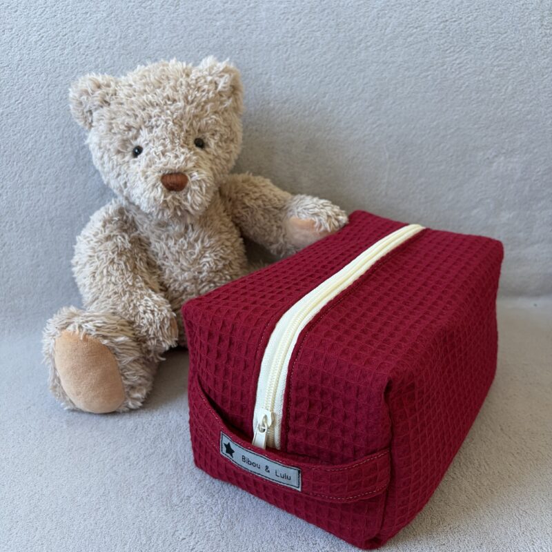 Trousse de toilette isotherme - Modèle nid d'abeille - Grenat